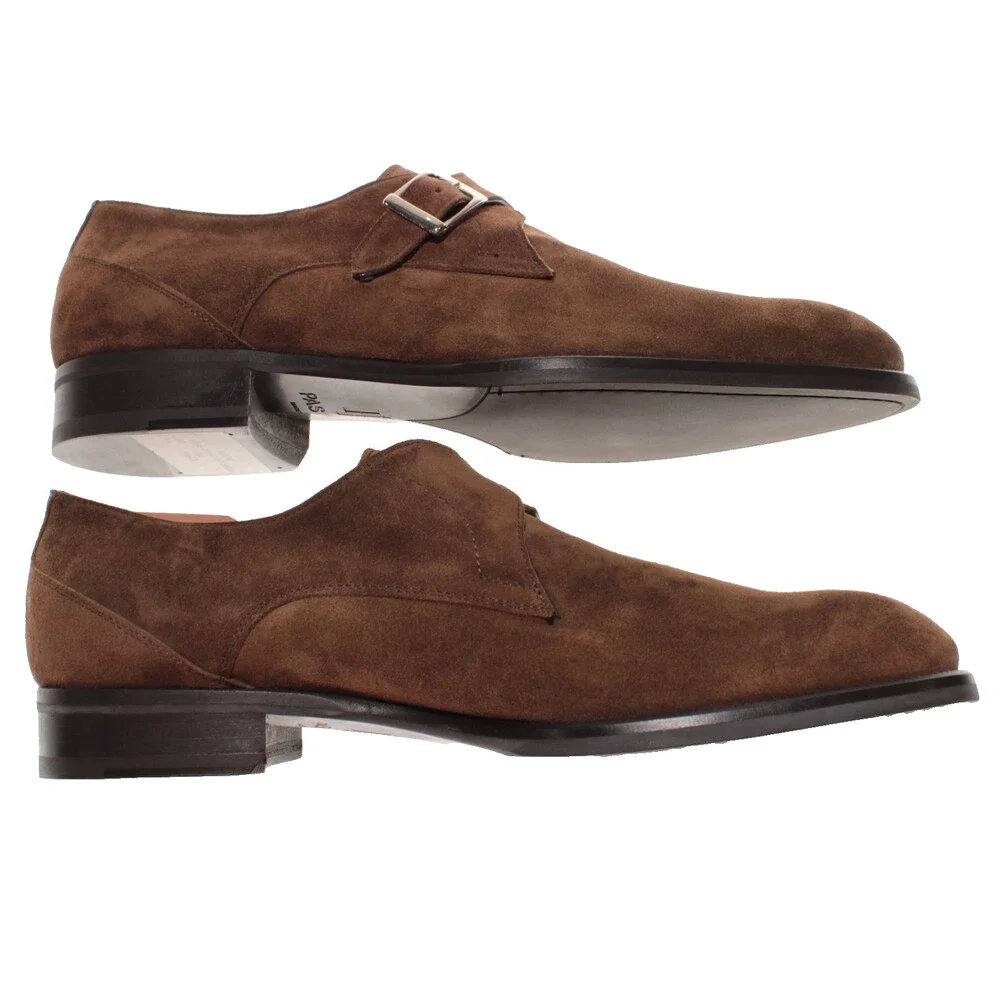 Pastori NWOB Faustus Single Monk Strap Dress Shoes Size 9 in Brown Suede
